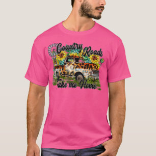 Take Me Home Leopard Truck Sunflower Windmill West T-Shirt