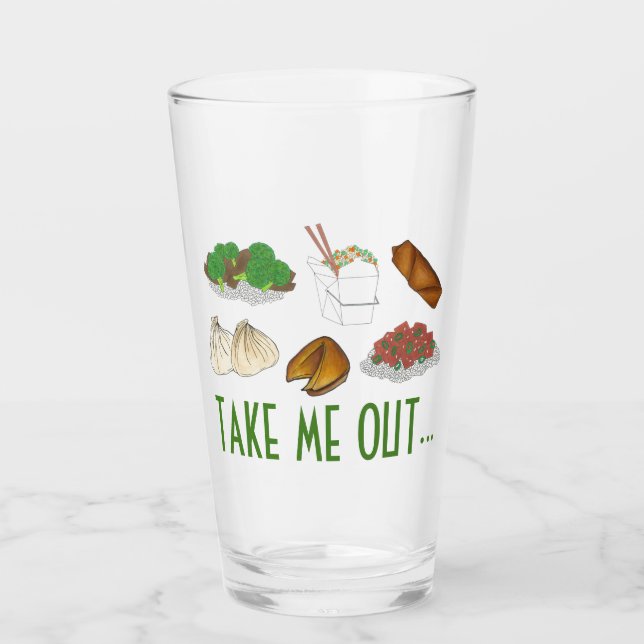 TAKE ME OUT Chinese Restaurant Takeaway Food Glass (Front)