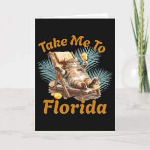 Take Me To Florida Cute Cat Beach Vacation Summer  Card