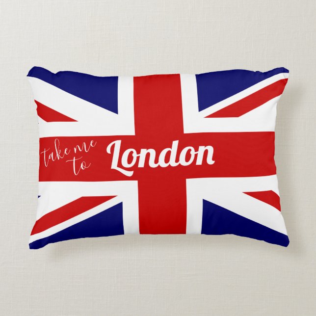 Take me to London | UK Flag / Union Jack Accent Pillow (Front)