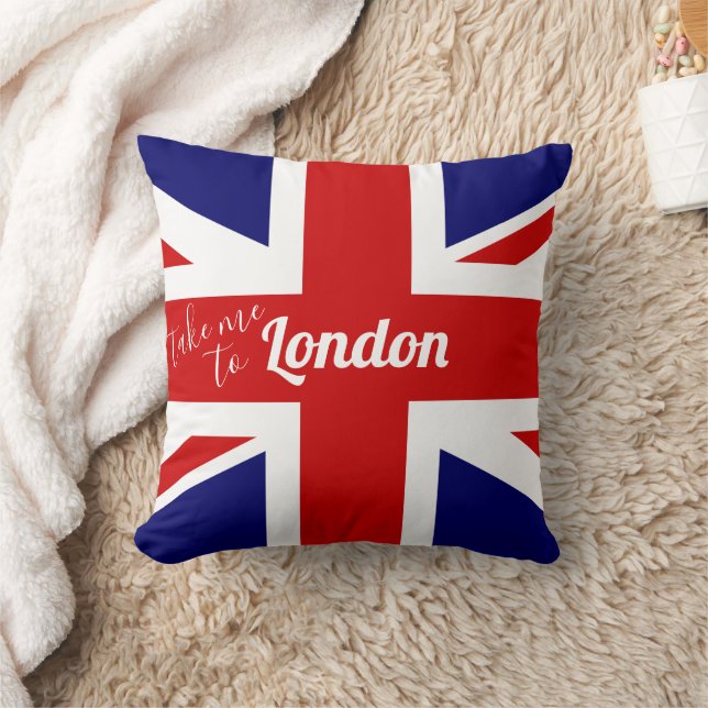 Take me to London | UK Flag / Union Jack Throw Pillow (Blanket)