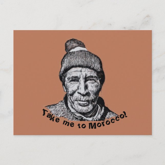 Take Me To Morocco Marrakesh Old Man Wall Painting Postcard (Front)