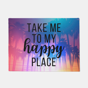 Take Me To My Happy Place Boho Beach & Palm Trees Doormat