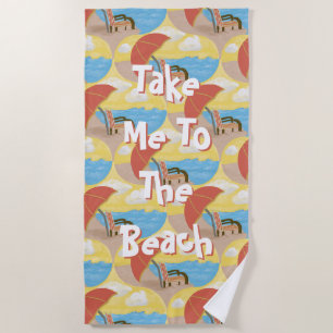 Take Me to The Beach Illustration Towel