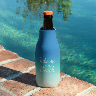 "Take Me To The Beach" Modern Blue Ombre  Bottle Cooler