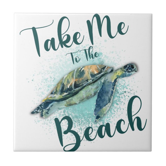 Take me to the Beach, Sea Turtle Tile (Front)