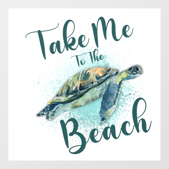 Take me to the Beach, Sea Turtle Window Cling (Sheet)