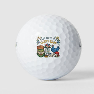 Take Me To The Thrift Shop Retro Vintage Thrifting Golf Balls