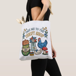 Take Me To The Thrift Shop Retro Vintage Thrifting Tote Bag