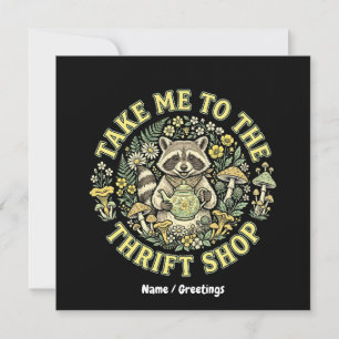 Take Me To The Thrift Shop Vintage Raccoon Cottage Invitation