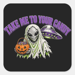 Take Me to Your Candy Alien Halloween Sticker