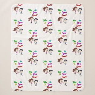 Take Me To Your Heart valentines Sherpa Blanket