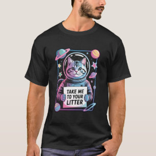 Take Me to Your Litter Funny Cat UFO Alien Space M T-Shirt