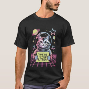 Take Me to Your Litter Funny Cat UFO Alien Space M T-Shirt