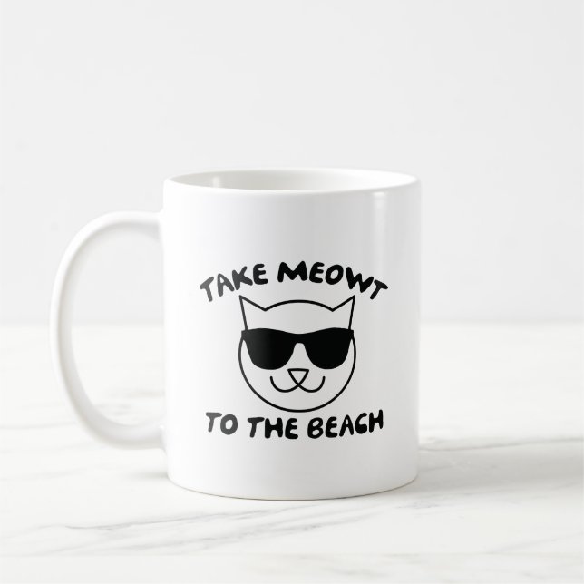 Take Meowt To The Beach Coffee Mug (Left)