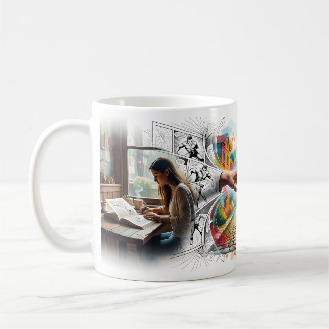 Take On Me Comic World Reaches Into Life Mug (Left)