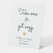 Take One and Get Cozy Winter Wedding Favour Sign 
