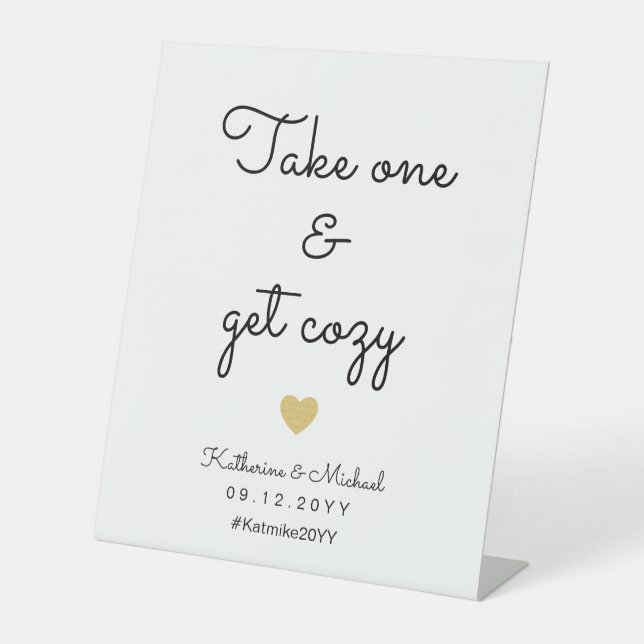 Take One and Get Cozy Winter Wedding Favour Sign  (Front)