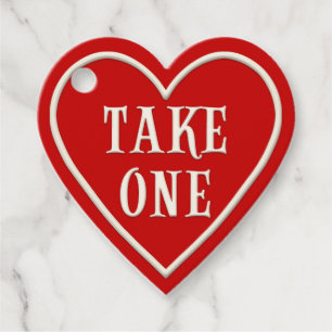 "Take One" Red Heart Personalized Valentine's Day Favour Tags