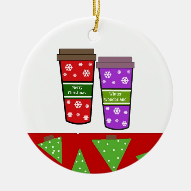 Take Out Holiday Coffees Ceramic Ornament (Front)