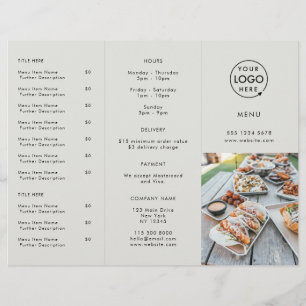 Take out   Restaurant Grey Logo Photo Menu