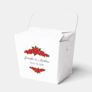 Take Out Style Wedding Favour Boxes with Red Roses