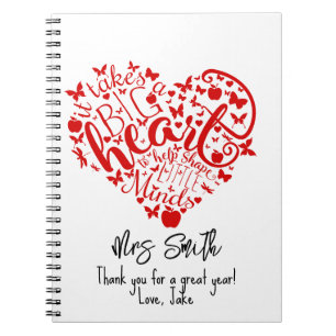 take s big heart Teacher Apple thank you notebook