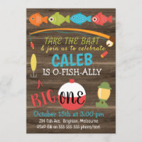 Take The Bait A Big One 1st Birthday Invitation