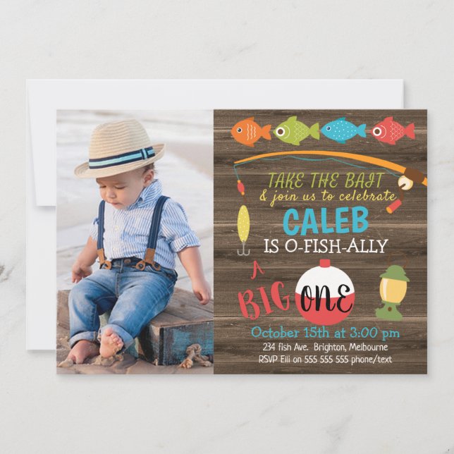 Take The Bait Big One 1st Birthday Invitation (Front)