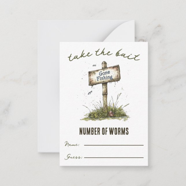 Take the Bait!  Worm Guessing Game Card (Front)