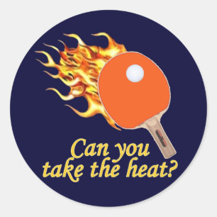 Take the Heat Flaming Ping Pong Classic Round Sticker