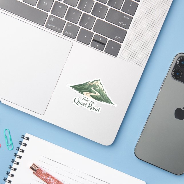Take the Quiet Road Mountain Sticker (Ordinateur portable avec iPhone)