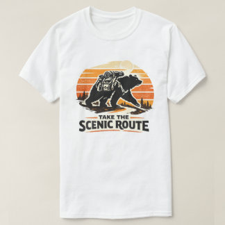 Take the Scenic Route Bear Hiking Retro Outdoor   T-Shirt