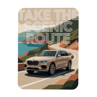 Take The Scenic Route Classic Roadster Magnet