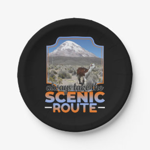 Take the Scenic Route - Llama Adventurer Paper Plate
