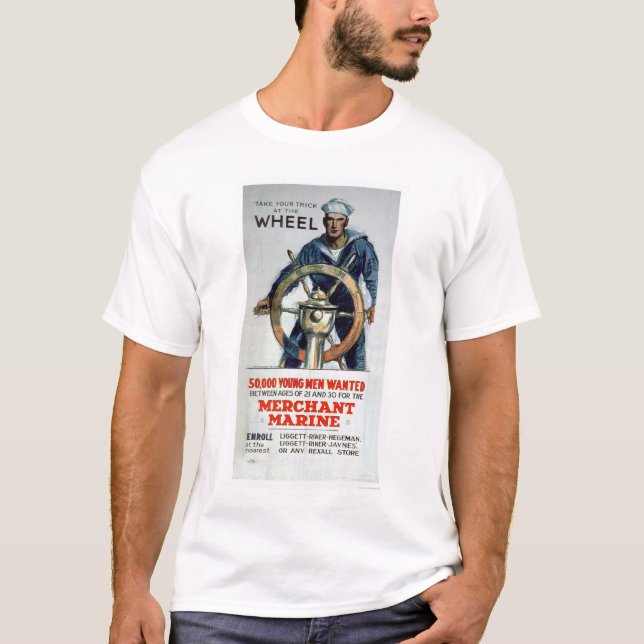 Take the Wheel - Merchant Marine (US02058) T-Shirt (Front)