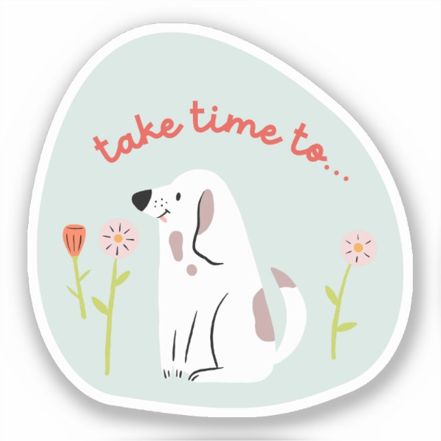 "take time" cute dog illustrated mint green retro (Front)