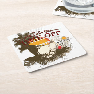 Take Time Off Square Coasters