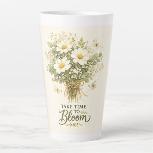 Take Time to Bloom Bouquet Design Latte Mug