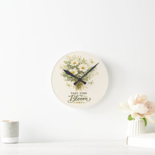 Take Time to Bloom Bouquet Design Round Clock