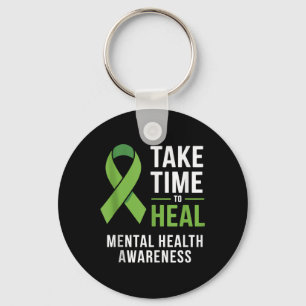 Take Time To Heal Mental Health Awareness Ribbon T Keychain