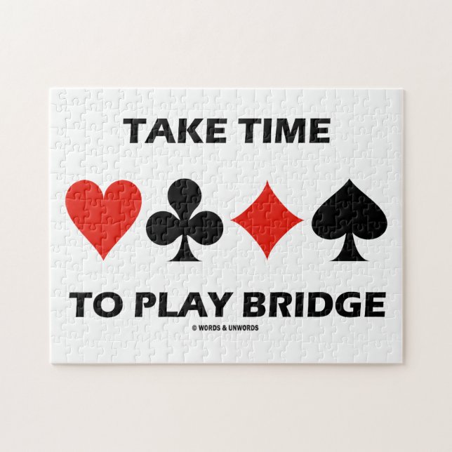 Take Time To Play Bridge Four Card Suits Jigsaw Puzzle (Horizontal)