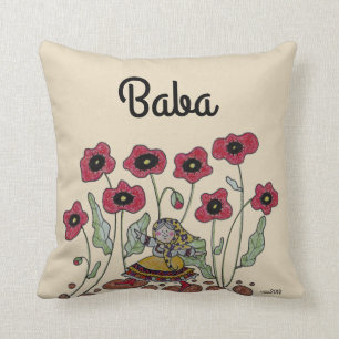 Take Time to Smell the Poppies Baba Throw Pillow