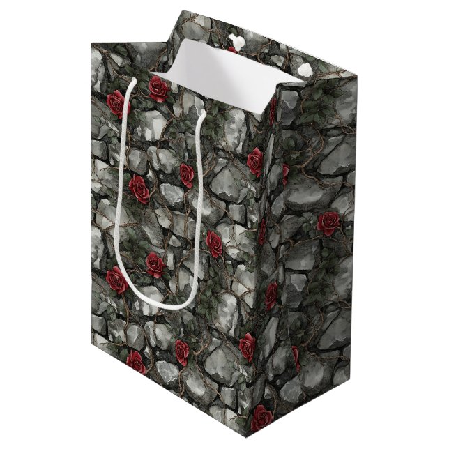 Take Time To Smell The Roses Bricks Wedding Medium Gift Bag (Front Angled)