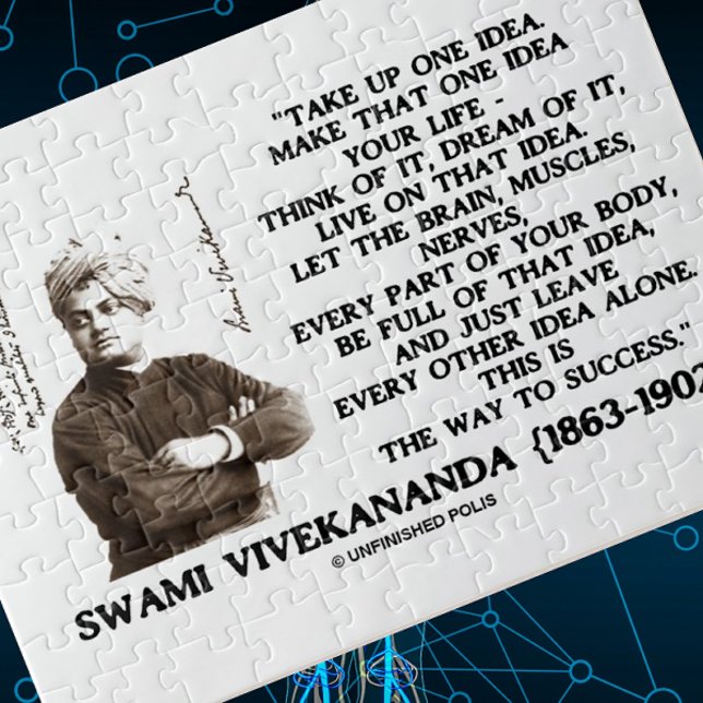 Take Up One Idea Make That Idea Your Life Quote Jigsaw Puzzle (Inspirational jigsaw puzzle featuring words of wisdom by 19th century religious leader Vivekananda)