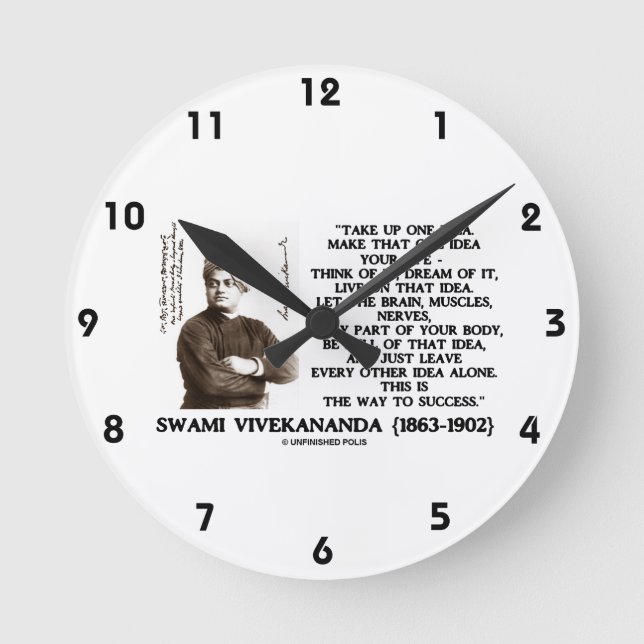 Take Up One Idea Make That Idea Your Life Quote Round Clock (Front)