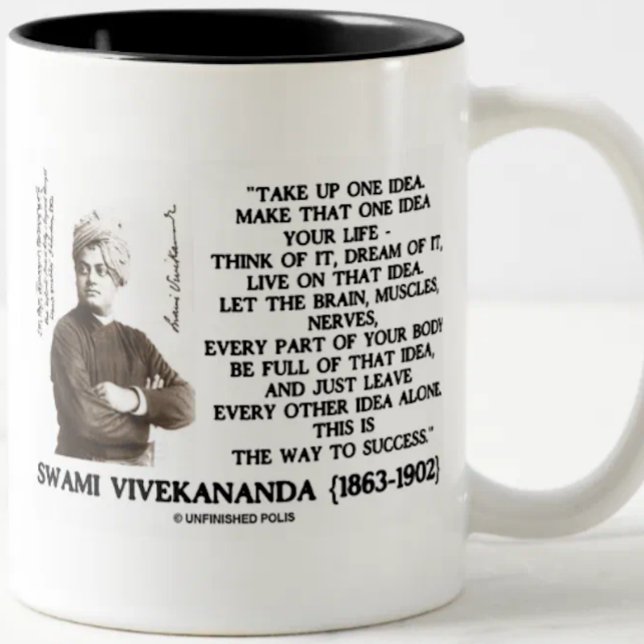 Take Up One Idea Make That Idea Your Life Quote Two-Tone Coffee Mug (Inspirational Vivekananda quote mug on the way to success -- i.e., take up one idea)
