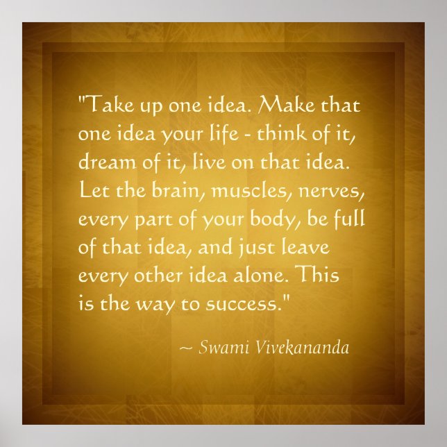 Take Up One Idea Swami Vivekananda Success Quote Poster (Front)