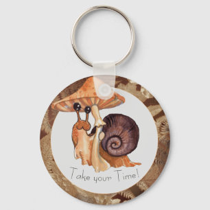 Take your Time Mushroom Snail Keychain
