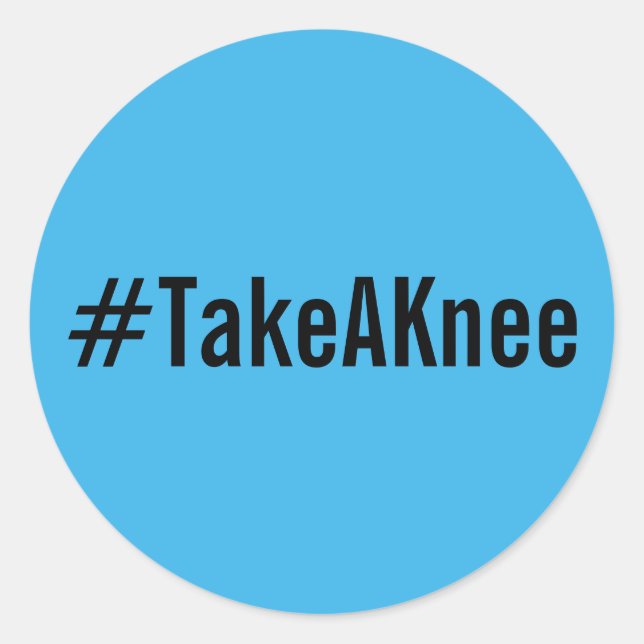 #TakeAKnee, black text on bright blue stickers (Front)